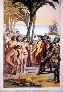De landing van Christoffel Columbus in San Salvador (Bahama
