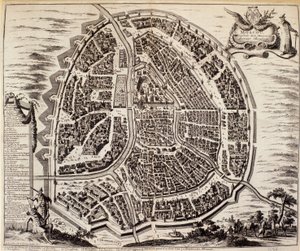Stadskaart van Moskou in de 17e eeuw.