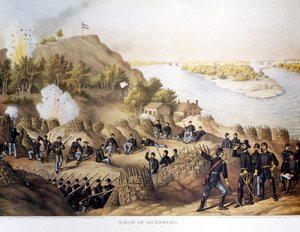 Burgeroorlog (1861 - 1865), Amerikaanse Burgeroorlog. Belegering van Vicksburg (aan de grens van Arkansas en Mississippi), de stad werd ingenomen door generaal Grant (en de Noordelijken), de stad viel na veertig dagen belegering (19 mei tot 4 juli)