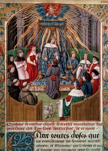 Claude de Seyssel (overleden 1520) biedt zijn boek aan koning Lodewijk XII (1462-1515) Miniatuur uit Claude de Seyssel