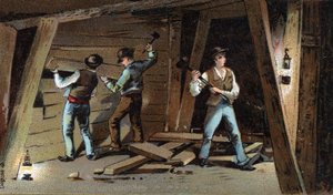 Kolenmijn in Frankrijk aan het einde van de 19e eeuw: Houtgalerij door Unknown artist