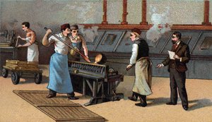 Munten maken, gouden bladen door Unknown artist