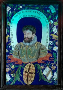 Verzameling gedichten van de Portugese dichter Luis Vaz de Camoes (1525-1580) versierd portret door Unknown artist