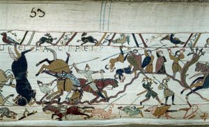 Verovering van Engeland door de hertog van Normandië Willem de Veroveraar (1027-1087) in 1066: De slag bij Hastings (detail)