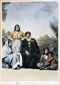 Koptische familie in Egypte - fotochroom, eind 19e eeuw door Unknown artist