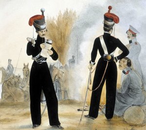 Kozakken soldaten van Klein Rusland rond 1840 door Unknown artist