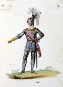 Kostuum voor het personage van Tancredi getekend door Gironi voor de opera “Tancredi” door Gioacchino Rossini. 1813 door Unknown artist
