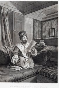 Kostuums en portretten: Seyd Moustafa Pasha gewond in de Slag bij Abouqyr (Aboukir) in 