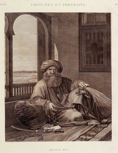 Kostuums en portretten: Mourad Bey (1750-1801) Mamluk-leider (Murad Bey Egyptische Mamluk-leider (Bey)) in "Description of Egypt", keizerlijke edities door Unknown artist