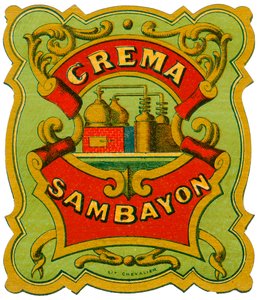 Crema Sambayon alcoholadvertentie (Chromolithografie, eind 19e eeuw)