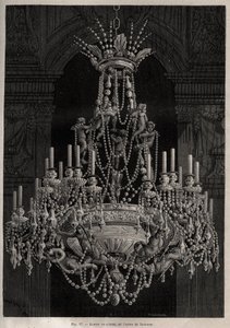 Kristallen kroonluchter uit de Baccarat fabriek - gravure in 