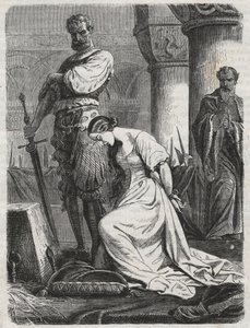 Dood van Katherine Howard, vrouw van Hendrik VIII - gravure 1864