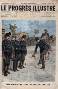 Degradatie van Alfred Dreyfus - Dreyfus-affaire: De degradatie van Alfred Dreyfus op de binnenplaats van de Militaire School, Parijs, 5 januari 1895 - Gravure in 