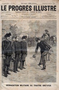 Degradatie van Alfred Dreyfus - Dreyfus-affaire: De degradatie van Alfred Dreyfus op de binnenplaats van de Militaire School, Parijs, 5 januari 1895 - Gravure in 