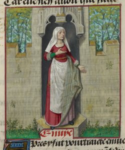 (detail) van een miniatuur van de allegorische figuur van Avarice, uit 