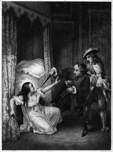 Diane de Joannis de Châteaublanc de Roussan, markiezin van Ganges (1635-1667) vermoord door haar twee stiefbroers, de abt en de ridder van Ganges. Gravure uit 1847. door Unknown artist