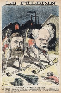 Geschillen tussen de socialisten Jean Jaures (1859-1914) (links) en Henri Rochefort (1831-1913) (rechts). Illustratie in Le Pelerin van 19 juni 1898. door Unknown artist