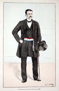 Afdelingspolitiecommissaris (1896). Kleurgravure, ter illustratie van 