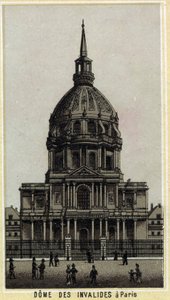 Koepel van Les Invalides in Parijs. Chromolithografie van het einde van de 19e eeuw