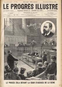 Dreyfus-affaire: Emile Zola (1840-1902) bij de rechtbank van de Seine voor het proces van Alfred Dreyfus door Unknown artist