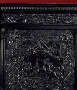 Ebbenhouten praktijk. Horatius Cocles, Romeins held, verdedigt de Subliciusbrug in Rome tegen de aanval van de Etrusken van Porsenna in 507 v.Chr. (detail) door Unknown artist