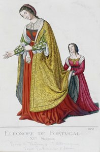 Eleonore van Portugal (1434-1476), vrouw van Frederik III van Habsburg, Duitse keizer (1415-1493). Gravure uit de 19e eeuw door Unknown artist