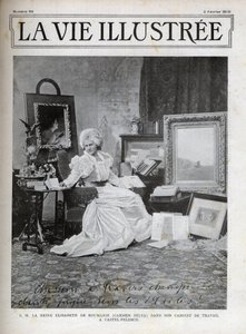 Elisabeth van Wied Koningin-gemalin van Roemenië 1843-1916 - Elisabeth de Wied - Elisabeth Pauline Ottilie Louise de Wied (bekend als de pen van Carmen Sylva), in haar kantoor in Castel Pelesch - omslag van het geïllustreerde leven van 1900 door Unknown artist