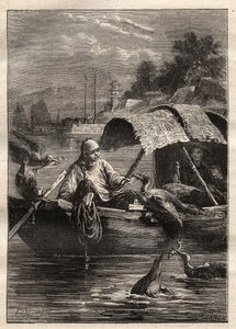 Ambassade van Lord George McCartney (1737-1806) in China (1792-1793): De vogel Leut-ze, staat voor vissen (aalscholvervissen) - illustratie uit 