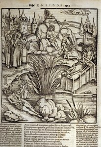 Eneide van Virgil (70 v.Chr.-19 v.Chr.), Boek XII, de Trojaanse held Enee wordt wonderbaarlijk behandeld door Venus, waarna hij besluit de stad van Latinus te bestormen. De koning van Lazio sterft (rechts) en Enee zal koning worden door te trouwen met de d door Unknown artist