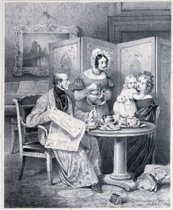 Engels stel drinkt thee - 19e eeuw door Unknown artist
