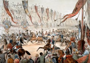 Intocht van Victoria Koningin van Engeland in Parijs in aanwezigheid van Napoleon III op 18 augustus door Unknown artist