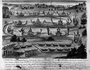 Entree van de Franse ambassadeurs in de Siam-rivier - in 