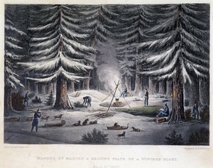 Opzetten van een kamp tijdens een winternacht - in 