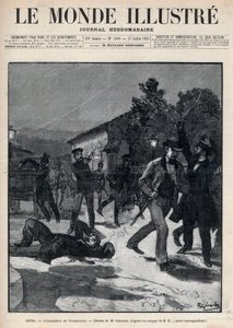 Gebeurtenissen in Bulgarije: De moord op de heer Beltchef in aanwezigheid van Stefan Stambolov (1854-95) - Sofia. door Unknown artist