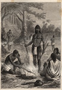 Expeditie naar Amerika (1799-1804) door Alexander von Humboldt (1769-1859) en Aime Bonpland (1773-1858): Omaguas-indianen (Amazonië, Peru) - illustratie uit 
