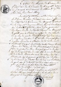Uittreksel uit het geboorteregister van de burgerlijke stand van de gemeente Dommyrot, gewaarmerkte kopie van 2 februari door Unknown artist