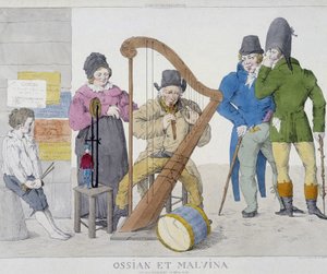 Familie van reizende muzikanten in de 19e eeuw