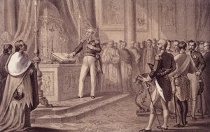 Ferdinand I van Bourbon of Ferdinand IV (1751 - 1825), koning van Napels, opende de grondwet van 1820 - in 