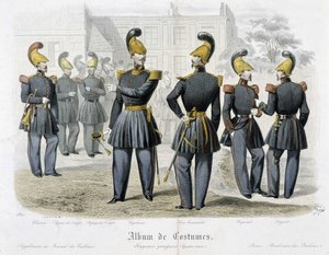 Brandweerlieden in uniform - In "Album van kostuums" door Unknown artist