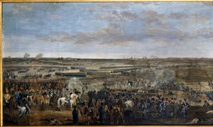 Eerste Keizerrijk: Keizer Napoleon I (1769-1821) (op het witte paard) bij de Slag bij Leipzig (Slag der Naties), 16-19 oktober door Unknown artist