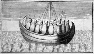 Vloot van Romeinse soldaten - gravure door Unknown artist