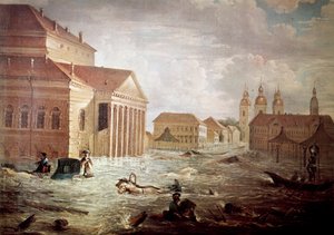 Overstromingen in de stad Sint-Petersburg in Rusland 19e eeuw Privécollectie