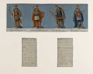 Vier Inca-koningen: Tupac Yupanqui, Huayna Capac, Huascar Inca, Atahuallpa, begin 19e eeuw door Unknown