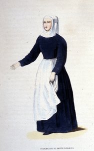 Franciscaanse non van St. Elizabeth. Orde gesticht door St. Elizabeth van Hongarije (1207 - 1231). Gravure uit de 19e eeuw