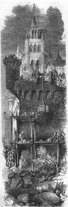 François de Guise (1519-1563), benoemd tot gouverneur van Metz door koning Hendrik II van Frankrijk, dwong Karel V, keizer van het Heilige Roomse Rijk, het beleg van Metz in 1552 op te heffen. Gravure uit de 19e eeuw.