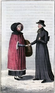 Frans-Canadese dame, jonge Franse Canadese; in "Reizen door Canada en de Verenigde Staten van Noord-Amerika 1806-1808", door John Lambert, ed. Londen