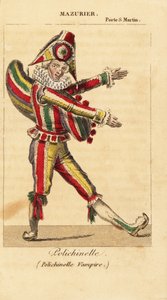 Franse komische danser en mimespeler Charles-Francois Mazurier als Polichinello in Polichinelle Vampire door Theodore de Banville in het Theatre de la Porte Saint-Martin door Unknown artist