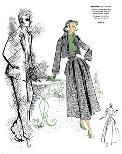 Franse mode, ontwerp voor houndstooth outfit.