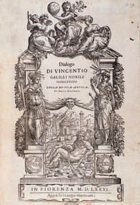 Frontispice van Dialogo della musica antica e della moderna door Vincenzo Galilei