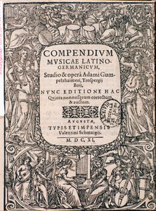 Frontispice van Compendium van Muziek door Adam Gumpelzhaimer door Unknown artist